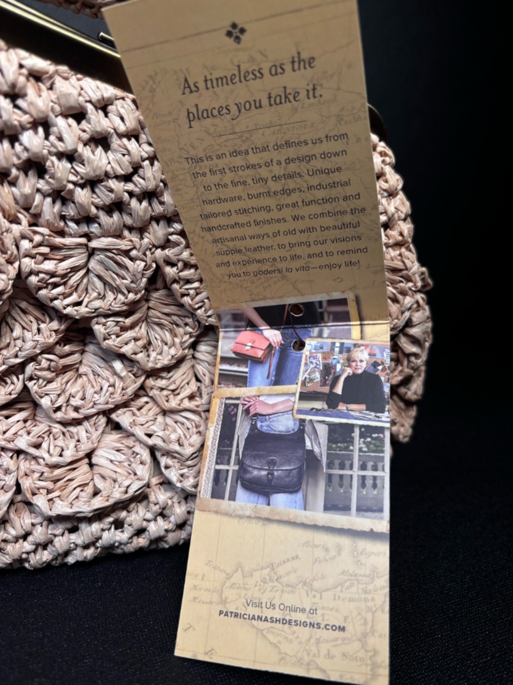 Patricia Nash Laureana Natural Scalloped Raffia Kiss Lock Handbag Boho  NWT - Picture 8 of 14